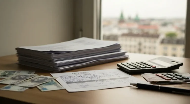 Dokumenty bankowe i harmonogram spłat kredytu na biurku podczas analizy żądania banku
