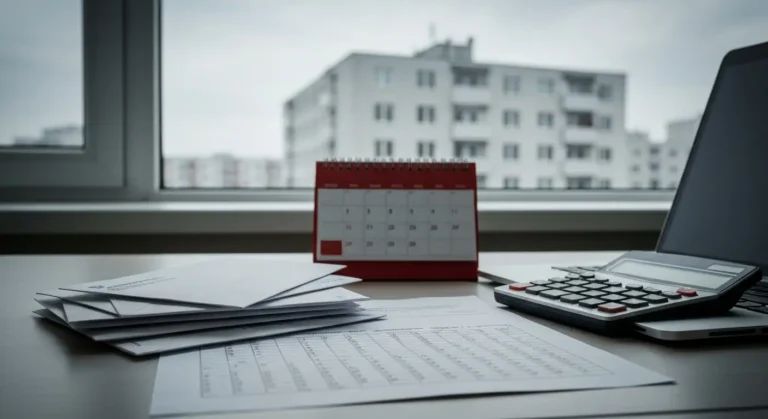 Dokumenty kredytowe i harmonogram spłat rat na biurku podczas procesu frankowego