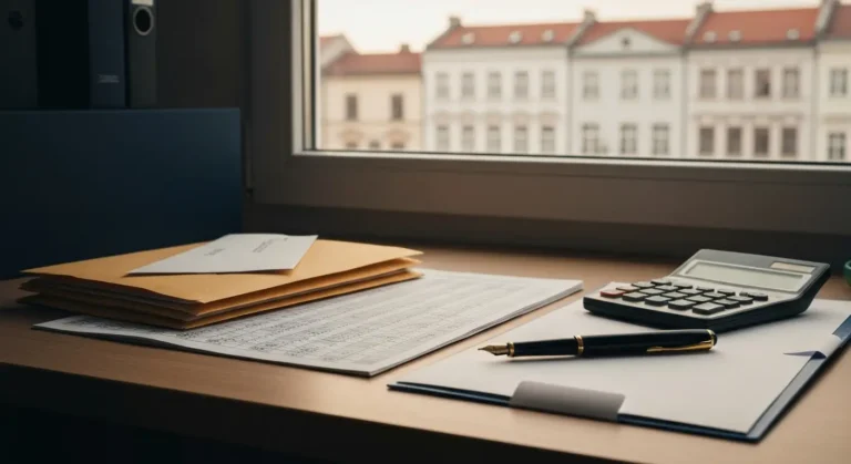 Dokumenty i korespondencja bankowa na biurku symbolizujące analizę roszczeń banku po wyroku TSUE w sprawie kredytu frank